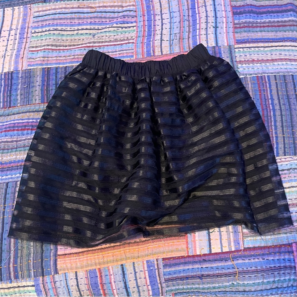 Necessary Objects Striped Mesh Mini Skirt - image 1